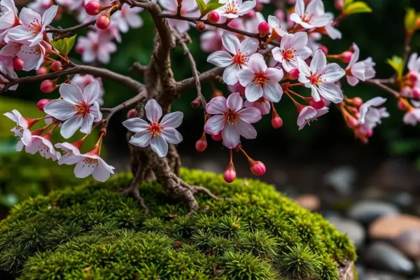 Cerejeiras Anãs Comestíveis de Variedade 'Bonsai' para Jardins Temperados com Verões Amenos e Inverno Nevoento