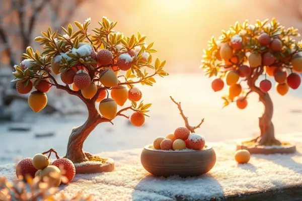 Mini Frutas Exóticas Ajustadas para Bonsais em Regiões de Inverno Rigoroso